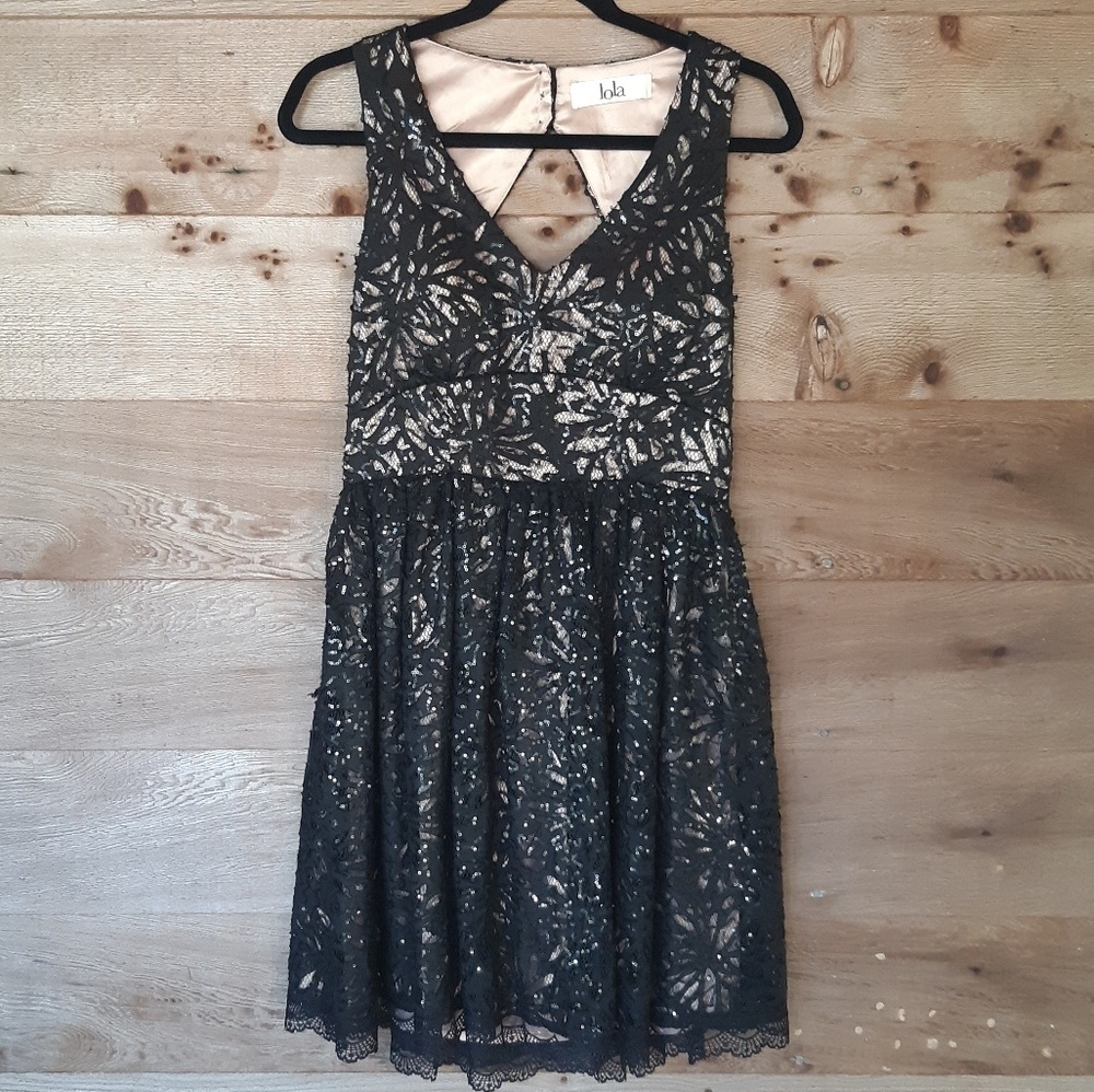 Lola Lace Overlay with Sequins Cocktail Dress